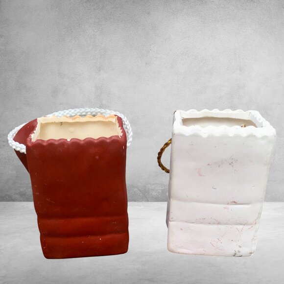 Magic Creations Santa & Mrs. Claus Ceramic Gift Bag Ornaments–1990s–Hand-Painted - Picture 6 of 16